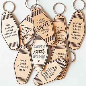 Llavero personalizado de madera de nogal para hombre y mujer, pieza de madera cuadrada, de cuero PU, etiqueta de madera - Product Image 3