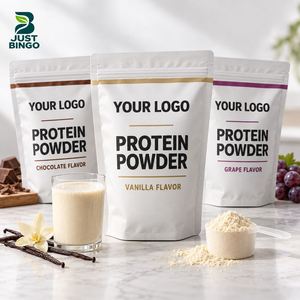Poudre de protéines végétales en gros avec emballages en cartons et sachets, et conception d'étiquettes personnalisées - Product Image 1