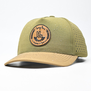 Casquette de baseball sportive imperméable à 5 panneaux à séchage rapide, avec logo personnalisé, patch en caoutchouc PVC, découpe laser - Product Image 6