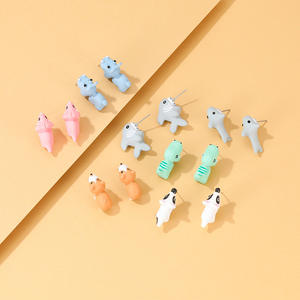 Pendientes con diseño de animales para niños, aretes de arcilla suave con diseño de dibujos animados, tiburón y dinosaurio, regalo de promoción - Product Image 6