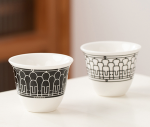 Juego de Tazas de Café Árabe de Porcelana Premium con Diseños Florales Geométricos Sutiles, Apto para Lavavajillas y Microondas, para Amantes del Café y Fiestas - Product Image 3