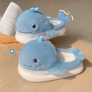 Nuovo arrivo graziose pantofole di peluche calde balena <span class=keywords><strong>blu</strong></span> per la casa invernale <span class=keywords><strong>da</strong></span> <span class=keywords><strong>donna</strong></span> <span class=keywords><strong>in</strong></span> morbido antiscivolo - Product Image 6
