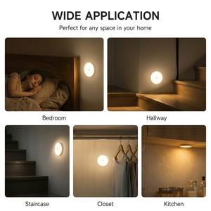 Veilleuse LED à détecteur de mouvement, blanc chaud 3000K, ronde, magnétique, rechargeable Type-C, pour la maison, la garde-robe, les escaliers, la chambre - Product Image 5
