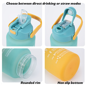 Gradient Marked Plastic <b>Cups</b> With Straw Handle <b>Large</b> Capacity Gym Sports Plastic <b>Cups</b> - Product Image 2