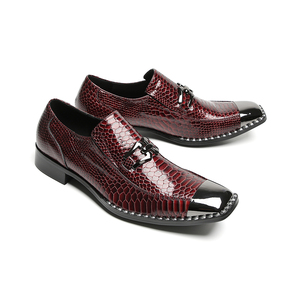 Britannique métal bout carré hommes en cuir véritable mocassins grande taille chaussures mâle sans lacet richelieu chaussures fête d'affaires chaussures formelles - Product Image 3