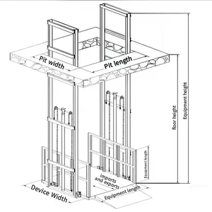 Elevador elétrico para uma casa de 2 andares, vertical, pequena parede, ao ar livre, 500kg, carga hidráulica, 1000kg, elevador barato