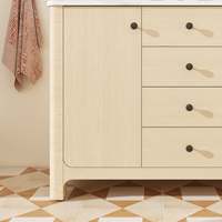 En stock aux États-Unis, livraison gratuite, meuble-lavabo de salle de bain autoportant de 48 pouces, design classique élégant et courbé, pré-assemblé, avec lavabo