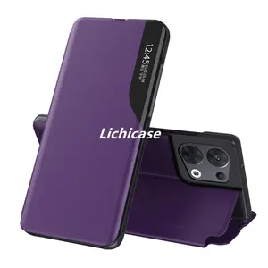 Lichicase Magnetic Leather Auto Closing Bumper Case For Oppo Reno 8 Foldable Smart Back Cover