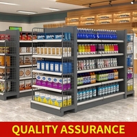 Étagères de gondole de supermarché détachables avec étagères en acier noir pour magasins et dépanneurs, présentoir métallique de vente au détail
