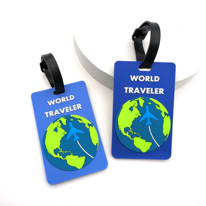 World Traveler PVC Tags Silicone Backpack Label Trip Luggage Tag Promotional Outdoor Boarding Pass Holder Suitcase Pendant