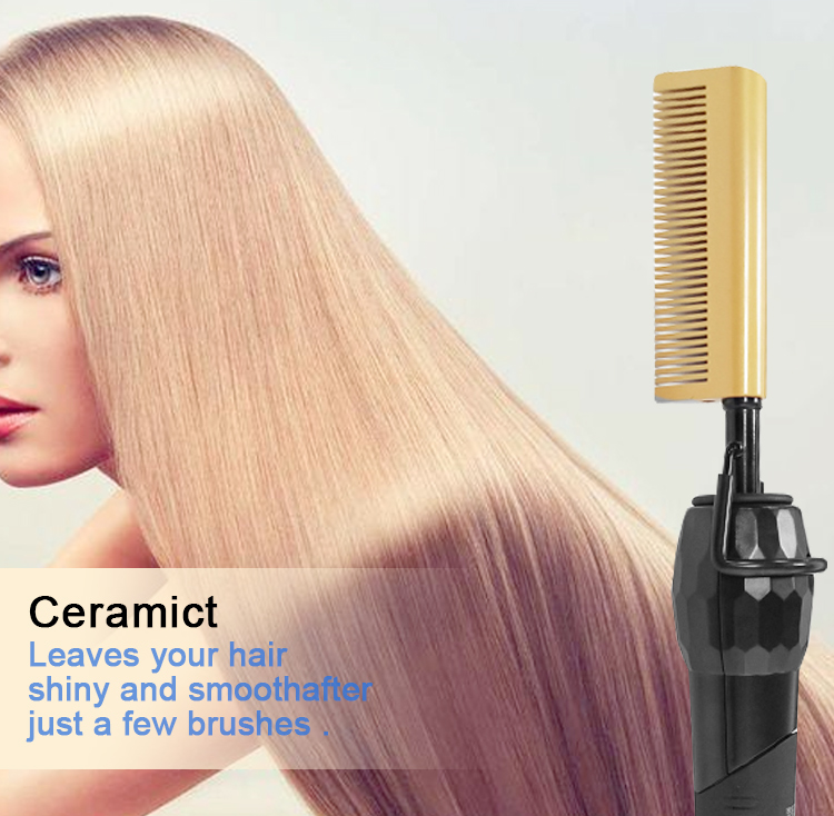 Professional copper metal Hair Straightening Comb brush Hot Electric Hair Straightener comb for hair,curling iron bling hot comb