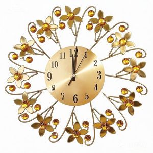 Horloge murale en fer forgé à motif floral, quartz analogique silencieux, affichage à aiguilles rondes, horloge décorative à suspendre pour le salon - Product Image 3