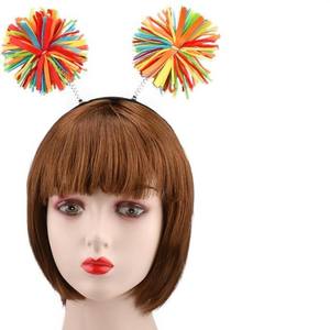 Rainbow <span class=keywords><strong>Skittles</strong></span> Diadema Carnaval Payaso Fiesta Peluca Corona Bola de pelo Accesorio Primavera Diadema - Product Image 5