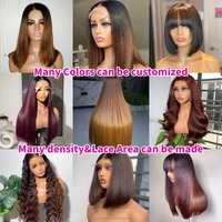 Color Natural Raw Vietnamita Doble Dibujado Cabello Humano HD Cierre Frontal de Encaje Sin Pegamento Hueso Recto Peluca de Cabello Humano para Mujeres Negras