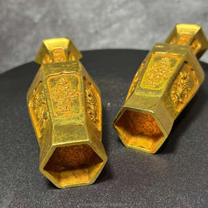 정교한 금도금 육각형 꽃병 한 쌍, 전통 중국 문화 장식품, 가정 사무실 선반 전시용 선물 - Product Image 5