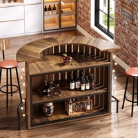 Tribesigns Unité de bar à domicile de 39,4 pouces de haut avec repose-pieds, table de bar miniature en forme d'arc, armoire à vin moderne pour pub à domicile