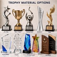 Ornements décoratifs en bois de forme personnalisée avec médaille en cristal pour événements de danse et de musique, trophées en bois et cristal artisanaux