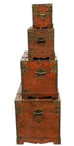 शिल्प के लिए विंटेज प्राचीन लकड़ी के भंडारण ट्रंक आयताकार छाती आयताकार छाती - Product Image 3