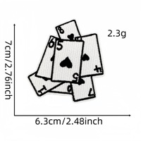 Patchs en tissu brodés sur le thème du poker, avec support thermocollant - Motif As de Pique, accessoires vestimentaires en fil