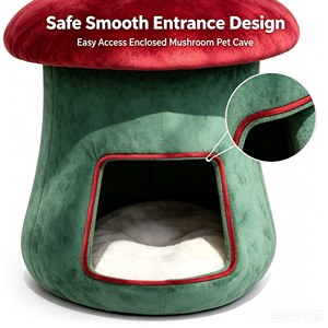 Cama para Mascotas de Gamuza Sintética Premium, Taburete Decorativo para el Hogar con Cueva Oculta para Gatos, Nido Acogedor para Mascotas Pequeñas - Product Image 1