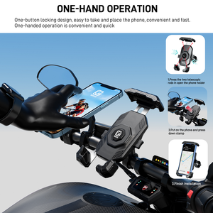 ที่ยึดโทรศัพท์มือถือสำหรับมอเตอร์ไซค์ พร้อมระบบล็อคอัตโนมัติด้วยปุ่มเดียว ที่ยึดสมาร์ทโฟนสำหรับจักรยานที่ทนทาน พร้อมระบบล็อคความเร็วสูงที่ปลอดภัย - Product Image 2