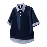 Polo à col et ourlet à carreaux, pour un usage quotidien, 55,6% coton, 44,4% polyester, style preppy