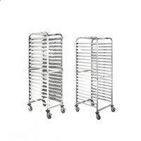 Chariot de refroidissement pour pain en acier inoxydable, à une seule rangée, détachable, robuste, pour cuisine, avec roulettes et rangement