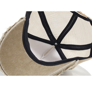 Gorra de béisbol vintage personalizada para adulto, marrón, con visera curva, de 5 paneles, con hebilla, estilo desgastado y lavado, de malla, en blanco - Product Image 4