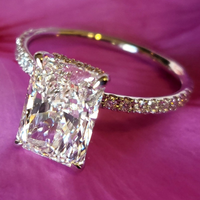 Bague de fiançailles et de mariage en or massif 10K/14K/18K avec diamant de laboratoire taille radiant de 2 carats, halo caché et pavé, certifiée IGI CVD/HPHT