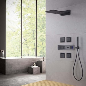 Light Luxury Copper Chrome Concealed Wall Mount Shower <b>Set</b> With Rain <b>Spray</b> Hotel Use Hot/Cold Faucets FL-B012 Light Luxury Desig - Product Image 3