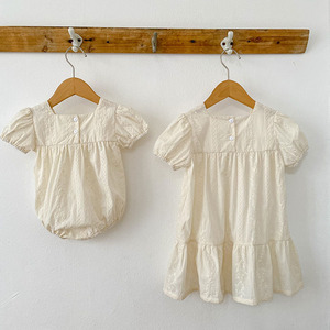 Zusjes meisjesjurk zomer nieuw borduurwerk kinderen prinsessenrok baby romper katoen babykleding - Product Image 4