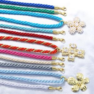 Цветные нейлоновые плетеные шнуры-ожерелья HP0184 с регулируемой длиной, с позолоченной застежкой 18К, подвесками, совместимые с аксессуарами для самостоятельного изготовления украшений - Product Image 6