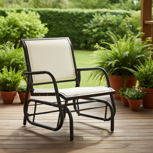 Sedia a vela da esterno bianco crema con braccioli in acciaio altalena curvo per portico giardino balcone a bordo piscina - Product Image 2