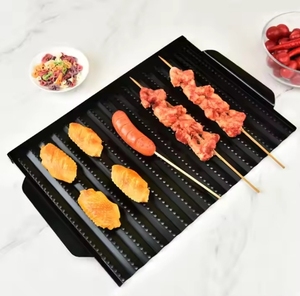 Plancha de Hierro Fundido Rectangular Moderna Antiadherente con Diseño Ondulado para Asar Carne al Aire Libre, Ideal para Camping, con Asa - Product Image 2