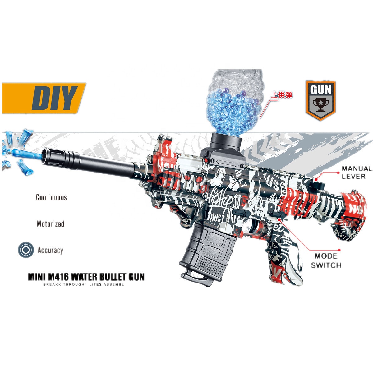 C09501 автоматический пистолет для брызг, Электрический Blaster M416 с водяными шариками, для стрельбы, командной игры