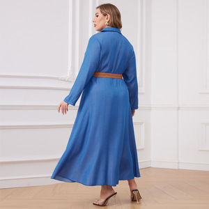 Robes en jean grande taille de haute qualité pour femmes Robes longues trapèze à manches longues et revers décontractés pour femmes <span class=keywords><strong>Robe</strong></span> en jean pour dames - Product Image 4