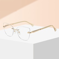 Lunettes de vue sans monture tendance pour femmes, avec logo personnalisé, style œil de chat, anti-lumière bleue, pour ordinateur