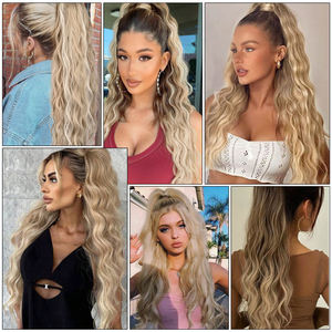 Extensiones de cola de <span class=keywords><strong>caballo</strong></span> con cordón largo, cola de <span class=keywords><strong>caballo</strong></span> ondulada rizada <span class=keywords><strong>rubia</strong></span> sintética para mujer, Clip de onda Natural en cola de <span class=keywords><strong>caballo</strong></span> - Product Image 6