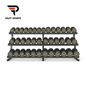 PILOT SPORTS - Soporte de Acero Resistente de 3 Niveles para Almacenamiento de Mancuernas, Soporte de Gimnasio Comercial con Capacidad para 38 Pares de Mancuernas - Product Image 5