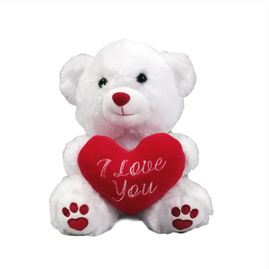 Orsacchiotto di <span class=keywords><strong>Peluche</strong></span> a Forma di <span class=keywords><strong>Cuore</strong></span> Bianco Personalizzato per San Valentino - Product Image 1