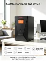 Fuente de Alimentación UPS de 1500VA 900W Monofásica de Onda Sinusoidal Pura con AVR, Sistema de Respaldo de Energía para Hogar y Oficina