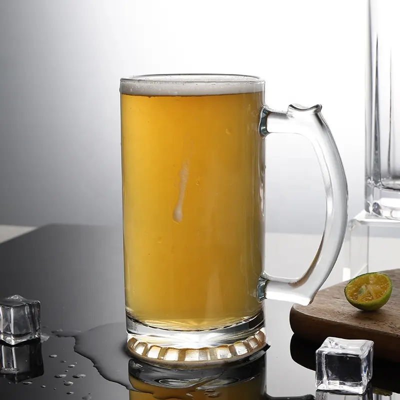 Vente en gros 400ML verre à boire de bière chope de bière grande tasse en verre pour jus d'eau Logo personnalisé acceptable