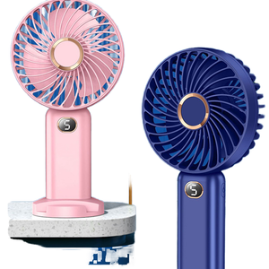 Ventilateur portable pliable à main, 5 vitesses, rechargeable par USB, avec affichage numérique, pour usage domestique, refroidisseur d'air sans fil - Product Image 1