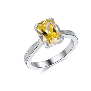 Anéis de zircônia cz dourado, personalizado, 925 prata esterlina, anel 925 canário, pedra de zircônio, anéis para mulheres