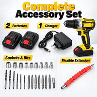 Kit de perceuse à percussion sans fil 3-en-1 en gros, 10 mm, 45 N.m, 2 vitesses, avec 2 batteries et mallette BMC