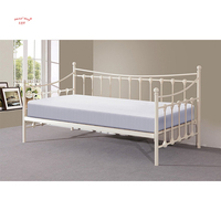 Metall-Tagesbettgestell mit Ausziehbett, Gästebett in Einzelgröße mit Ausziehbarem Zusatzbett, Weißes Stahlsofa-Bett für Wohnzimmer und Schlafzimmer