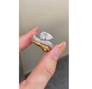 Bague de fiançailles APRICOT JEWELS 3 carats en diamant de laboratoire taille poire, en or jaune 14K, certifiée IGI, luxe, style hip-hop, pour mariée, haute joaillerie - Product Image 1