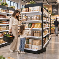 Étagère de supermarché robuste double face, gondole de magasin d'alimentation, présentoir de vente au détail, unité d'îlot commerciale réglable