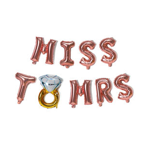 Ballon en or rose de 16 pouces avec lettre <span class=keywords><strong>Miss</strong></span> to Mrs Bague en diamant pour décoration de fête de mariage Ballon en aluminium - Product Image 5