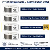 Fil fourré E71T-1C 1,2 mm 1 kg 5 kg 15 kg pour acier doux, fil MIG CCS ABS LR DNV pour la construction navale, la construction de ponts, vente en gros pour usines